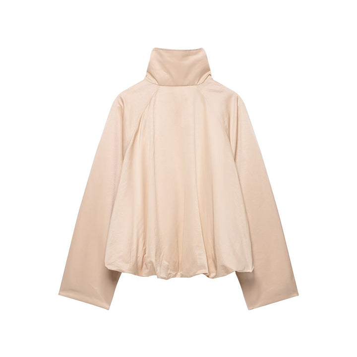 Damen Kurzes Satin-Finish Cape‑Blouson mit weitem Raglanärmel und hohem Stehkragen Drune