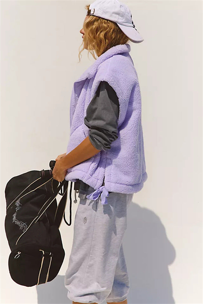 Damen gemütliche und stylische Fleecejacke mit seitlichen Kordelzügen Drune
