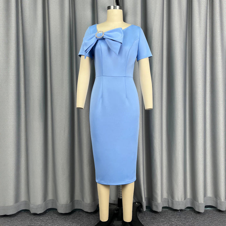 Damen figurbetontes Kleid mit großem Schleifenakzent Drune