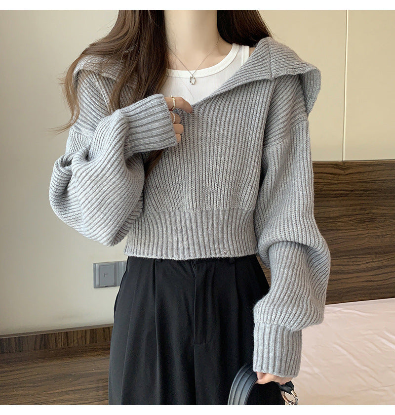Damen kuscheliger V-Pullover mit Kapuze und Oversized-Schnitt Drune