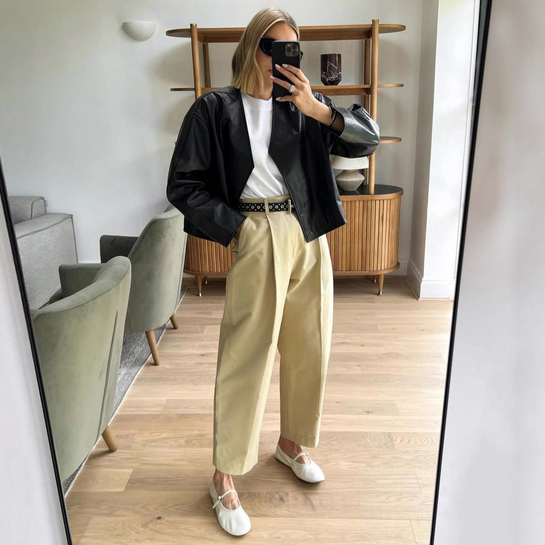 Damen modische Jacke aus hochwertigem Kunstleder Drune