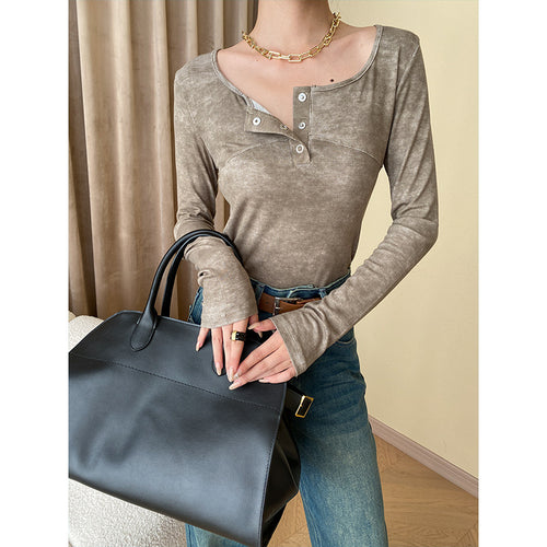 Damen Figurbetonte Bootcut-Jeans mit hohem Bund und seitlichen Schlitzen Drune