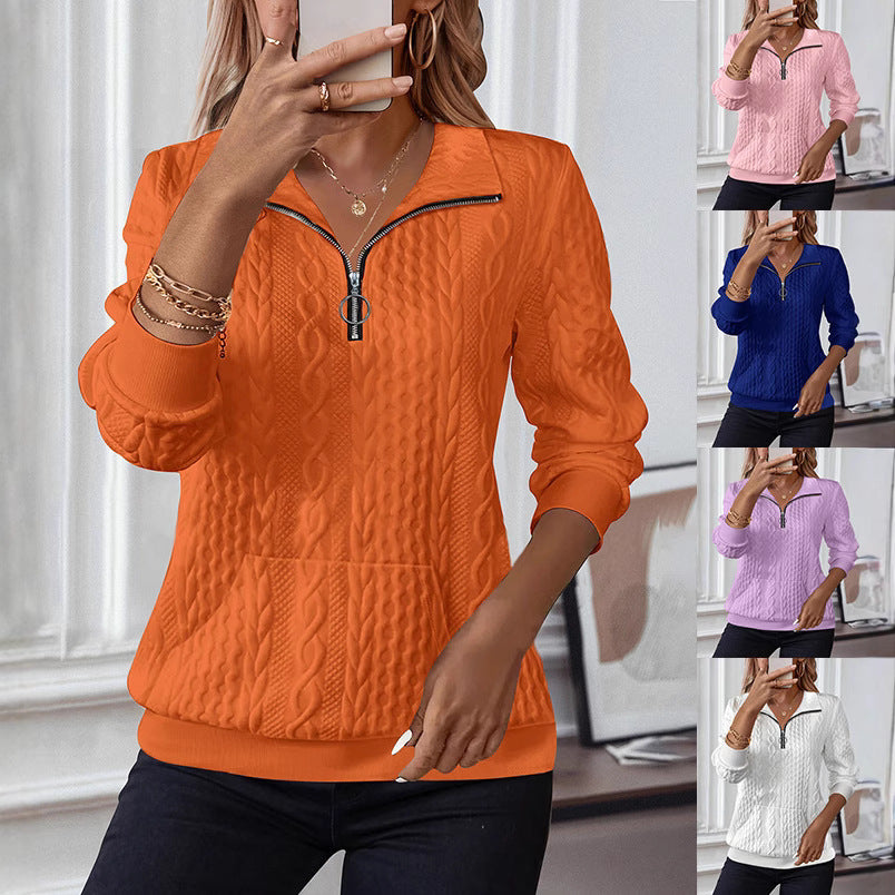 Damen Strickpullover mit Reißverschluss Drune