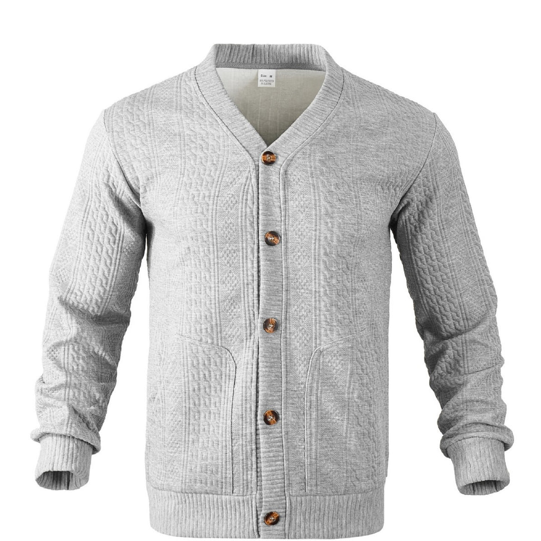 Herren Strukturierter Strickcardigan mit Zopf- und Waffelmuster, Knopfleiste und aufgesetzten Taschen Drune