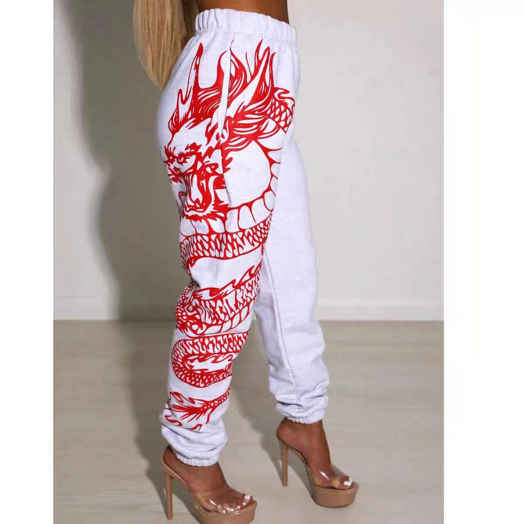 Damen lässige Sporthose mit auffälligen Schriftzügen und Grafikdesign Drune