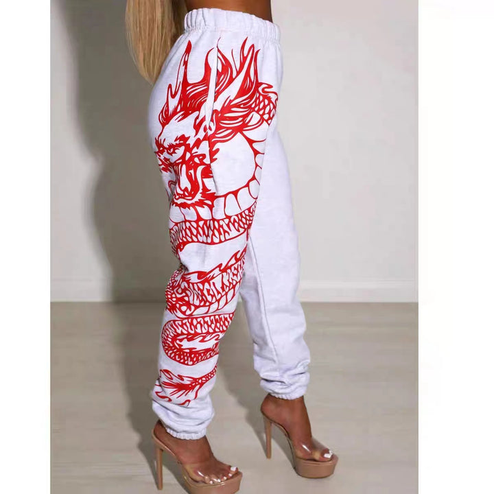 Damen lässige Sporthose mit auffälligen Schriftzügen und Grafikdesign Drune