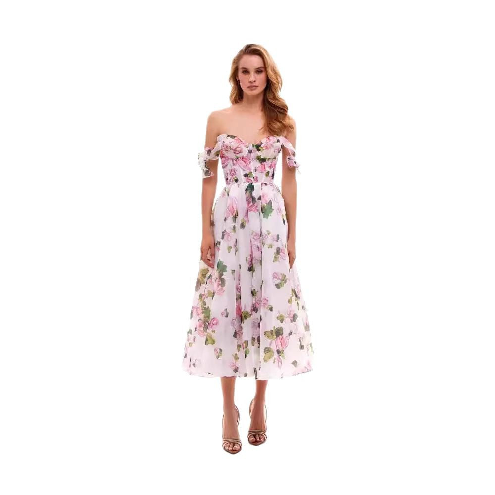 Damen Midi-Kleid mit floralem Druck und verstellbaren Trägern Drune