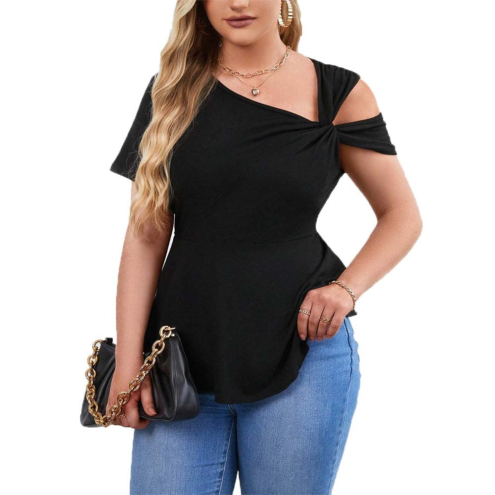 Damen Oberteil mit asymmetrischem Cut-Out und raffiniertem Wickeldesign Drune