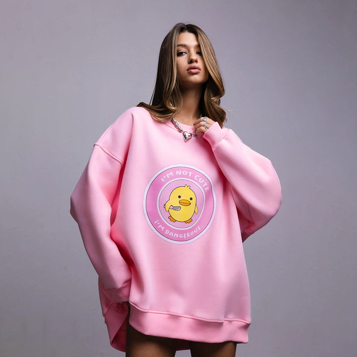 Damen lässiger Sweatshirt mit kontrastivem Druck Drune