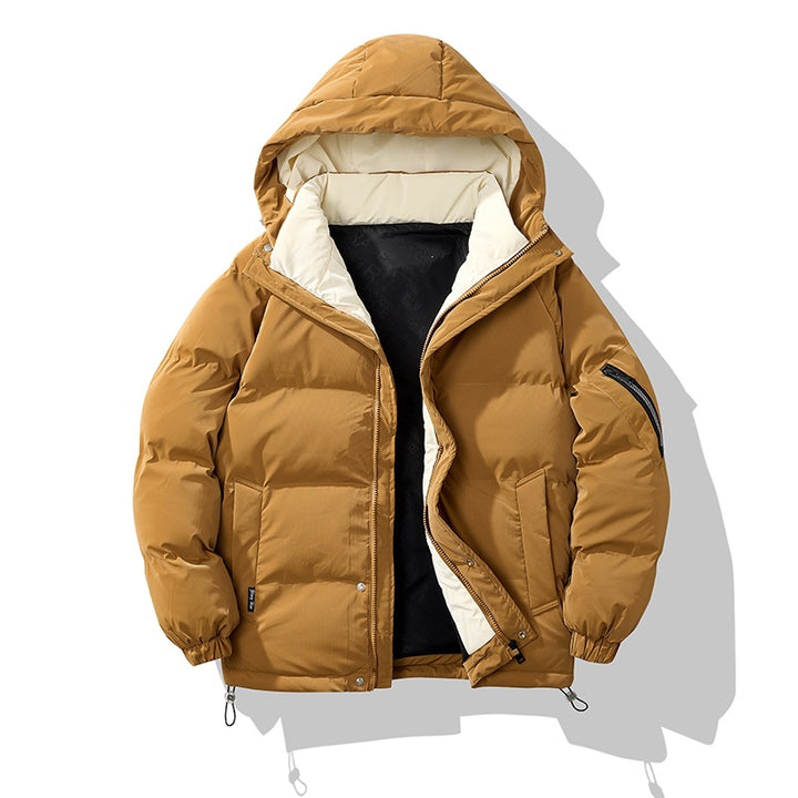 Herren Wattierte Kapuzenjacke mit Ärmeltasche, Kordelzug & Thermofutter Drune