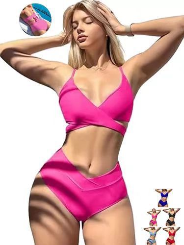Damen Hoch tailliertes Bikini-Set mit elegantem Wickeldesign Drune