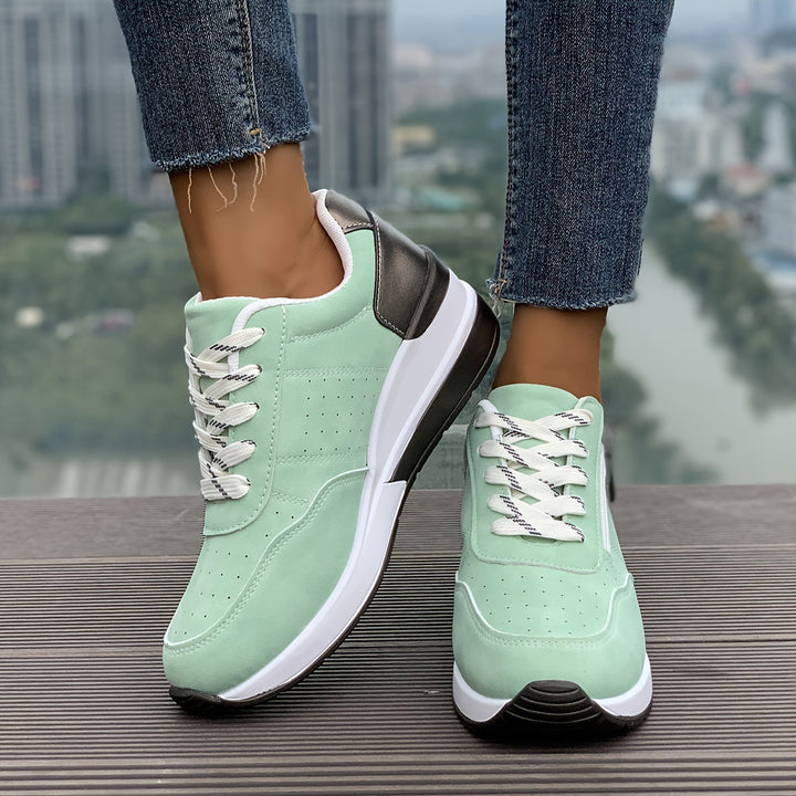Damen Komfort-Keil-Sneaker mit seitlichem Zipper und dämpfender Plateau-Sohle Drune