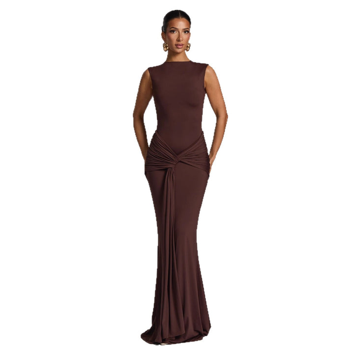 Damen Maxikleid mit stilvollem Wickel-Design und figurformender Silhouette Drune
