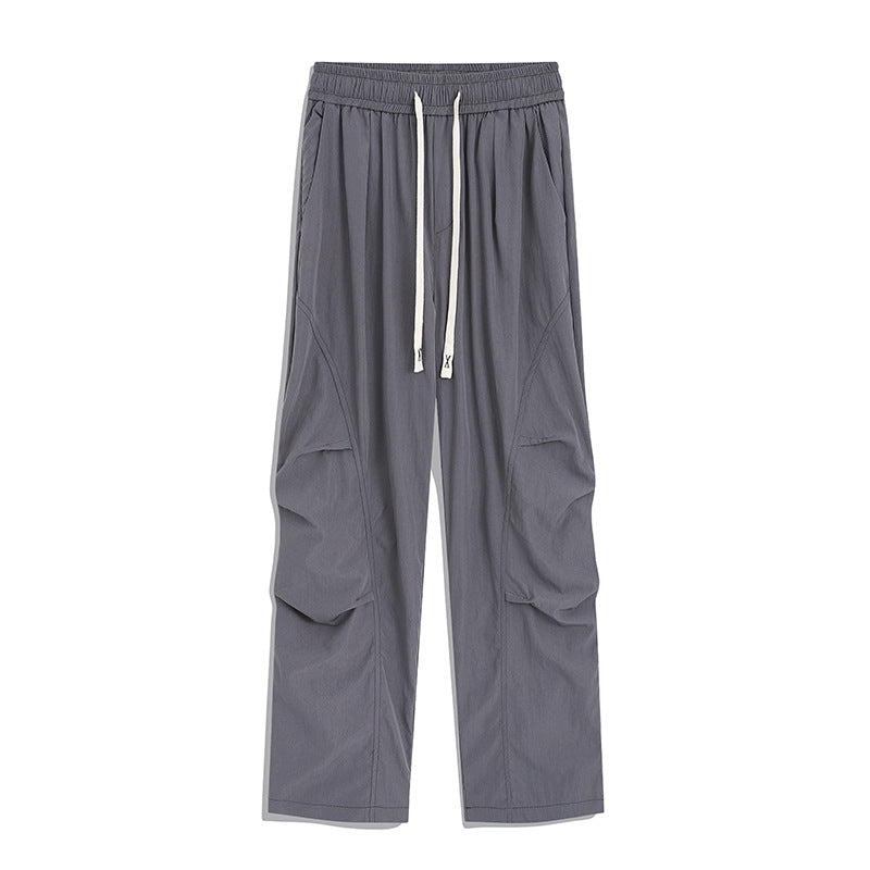 Herren Utility-Cargo-Loungehose mit Tunnelzugbund, Mehrfachtaschen & weitem Bein Drune
