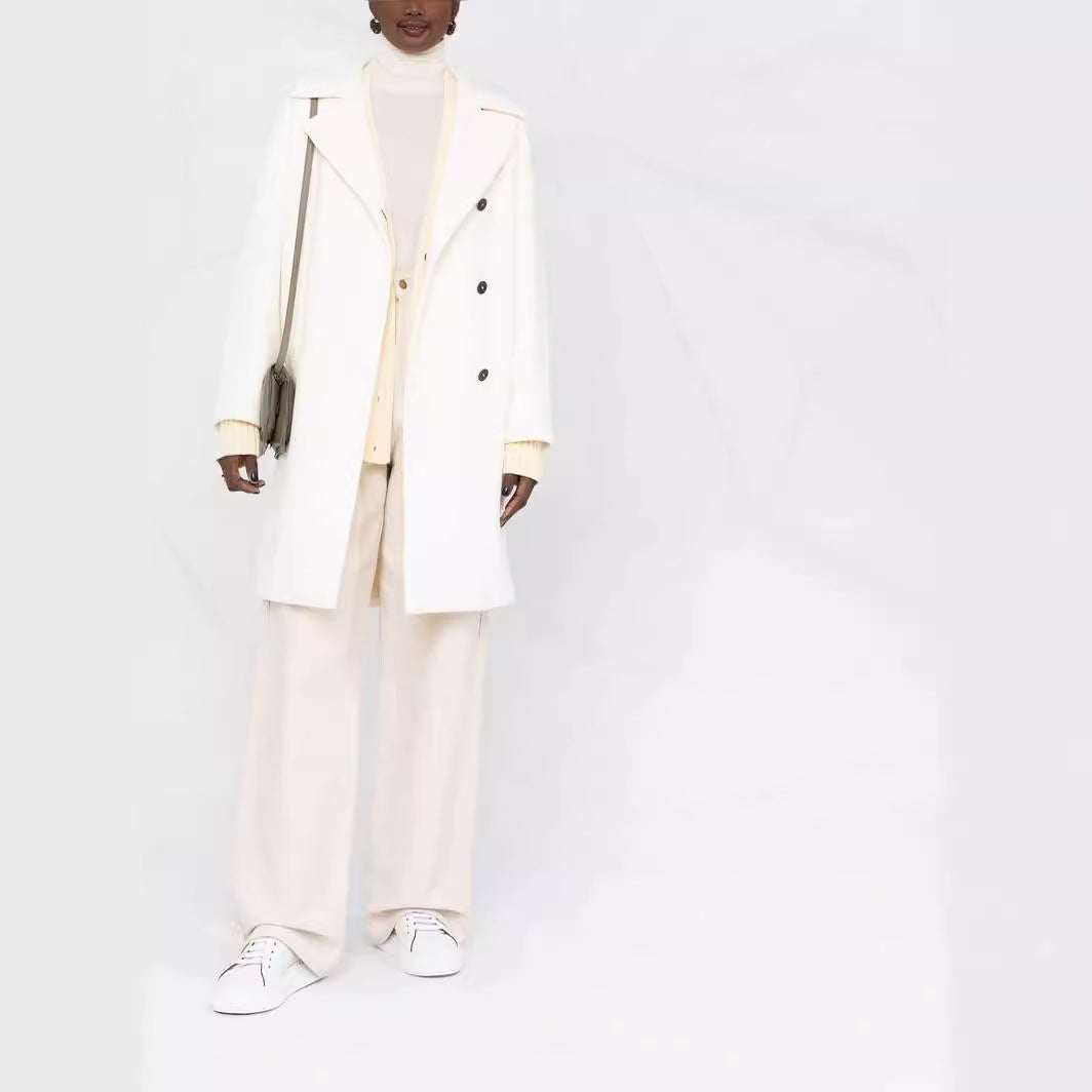 Damen Oversize Wollmix‑Mantel mit überschnittener Schulter und minimalistischer Knopfleiste Drune