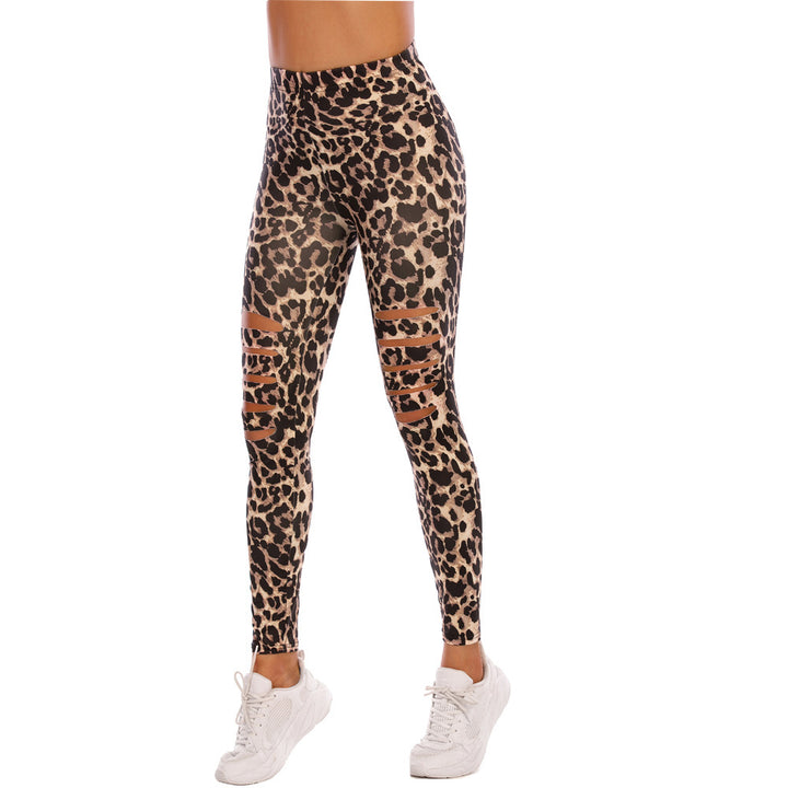 Damen Modische Leggings mit Cut-Outs im Leopardenmuster Drune