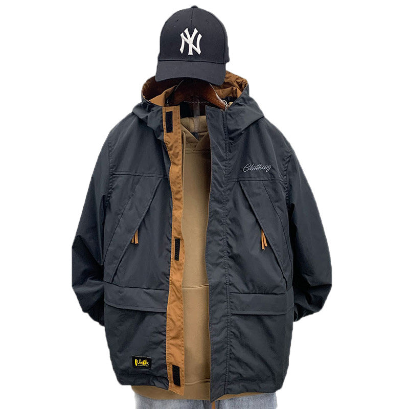 Herren funktionale Outdoor-Jacke mit praktischen Taschen und verstellbarem Bund Drune