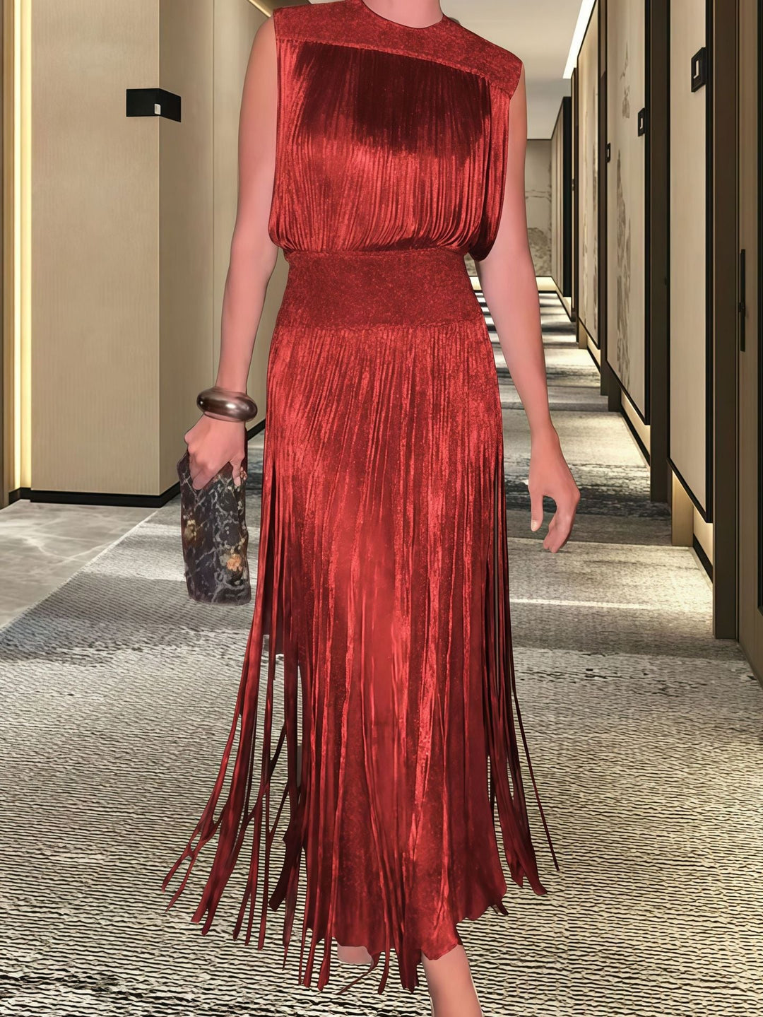 Damen Elegantes Abendkleid mit schwingendem Saum Drune
