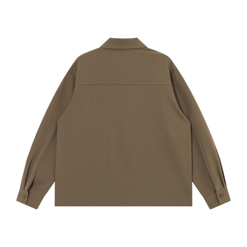 Unisex Boxy Hemdjacke mit minimalistischen Teilungsnähten und verdeckten Eingrifftaschen Drune