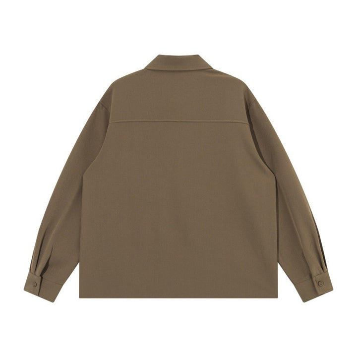 Unisex Boxy Hemdjacke mit minimalistischen Teilungsnähten und verdeckten Eingrifftaschen Drune