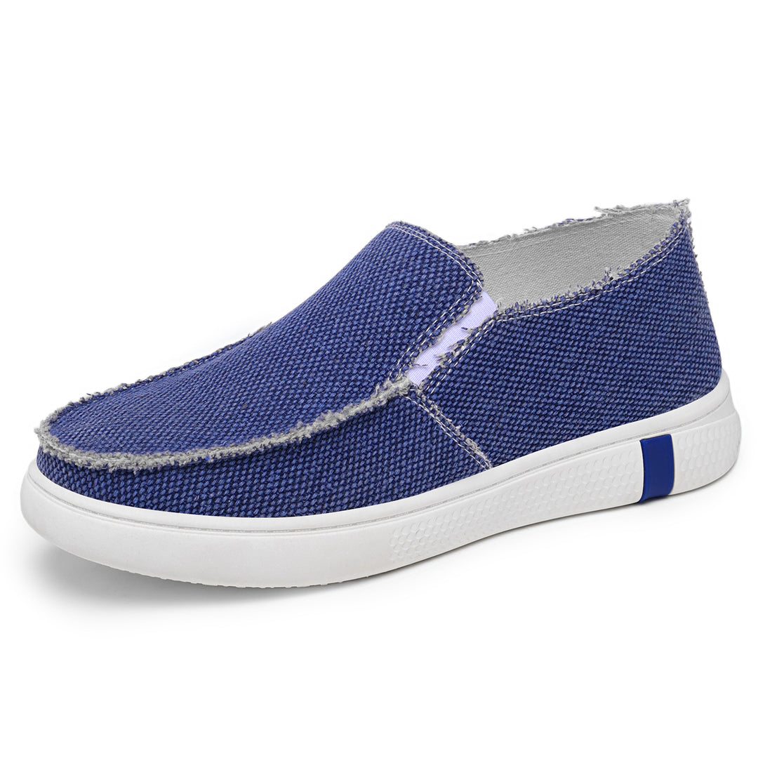 Herren nan lässiger Canvas-Slip-On mit ausgefranster Kante, elastischem Einsatz und griffiger Gummilaufsohle Drune