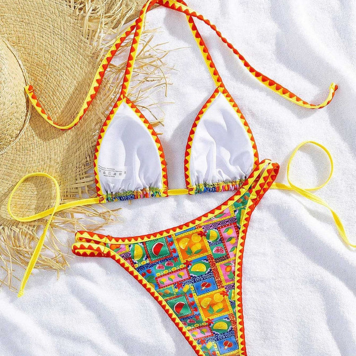 Damen Triangel-Bikini mit buntem Mustermix Drune