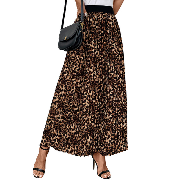 Damen Maxi-Rock mit Leoprint und elastischem Bund Drune