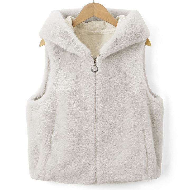 Damen Fleece-Weste mit Kapuze Drune