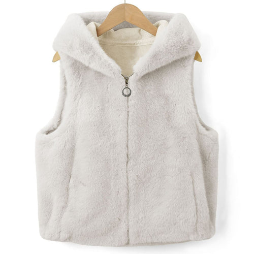 Damen Fleece-Weste mit Kapuze Drune