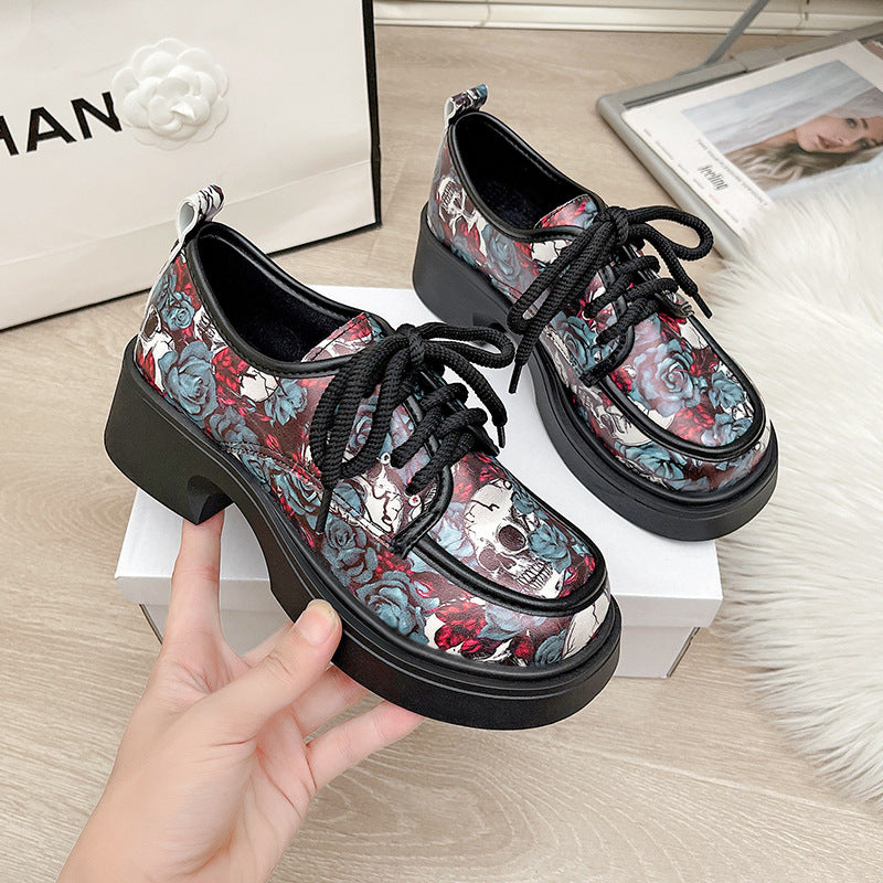Damen Modische Plateausneaker mit floralem Muster und ausgefallenem Design Drune