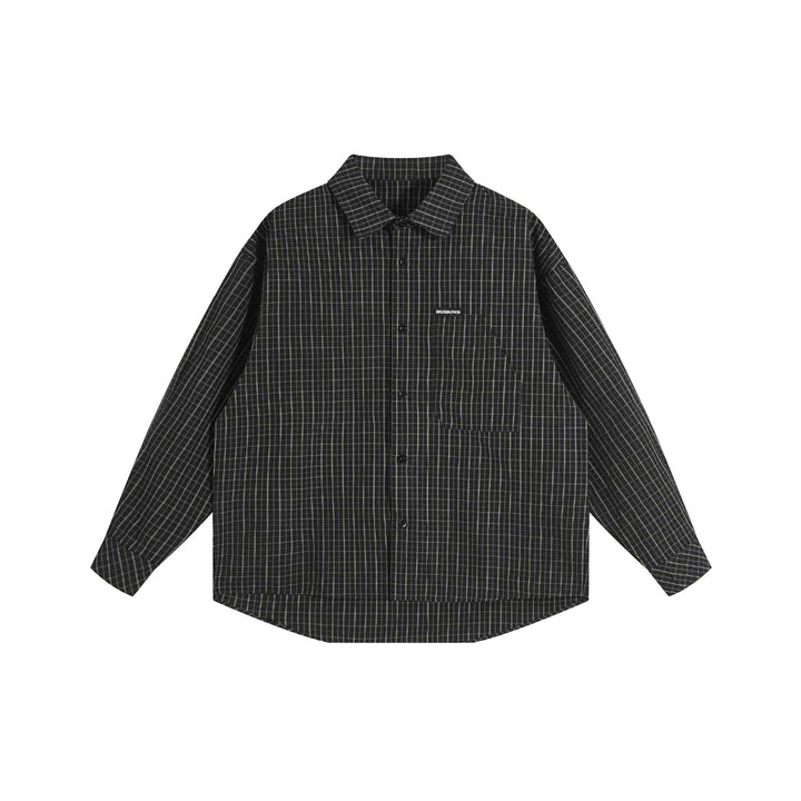 Unisex Boxy-Hemdjacke im Oversize-Kastenschnitt mit Kentkragen, Brusttasche und verlängertem Rückensaum Drune