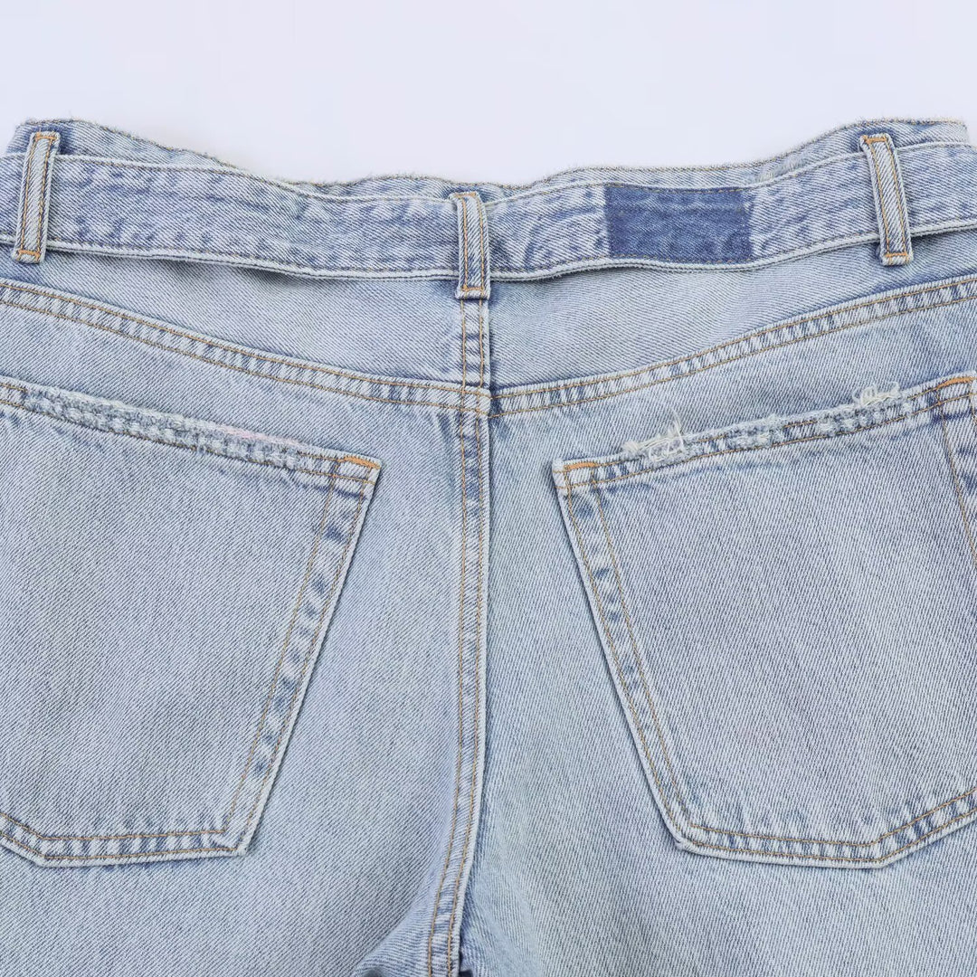Damen weite Jeans im modernen Schnitt mit hohen Seitenöffnungen Drune