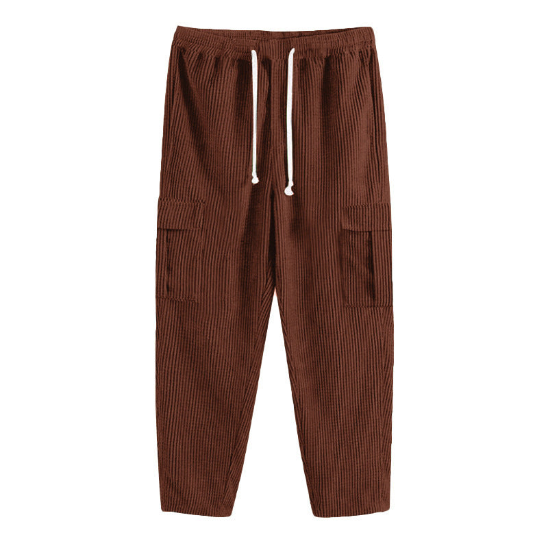 Herren Cord-Cargo-Hose mit elastischem Bund, Kordelzug & aufgesetzten Klappentaschen Drune