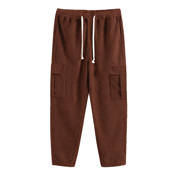 Herren Cord-Cargo-Hose mit elastischem Bund, Kordelzug & aufgesetzten Klappentaschen Drune