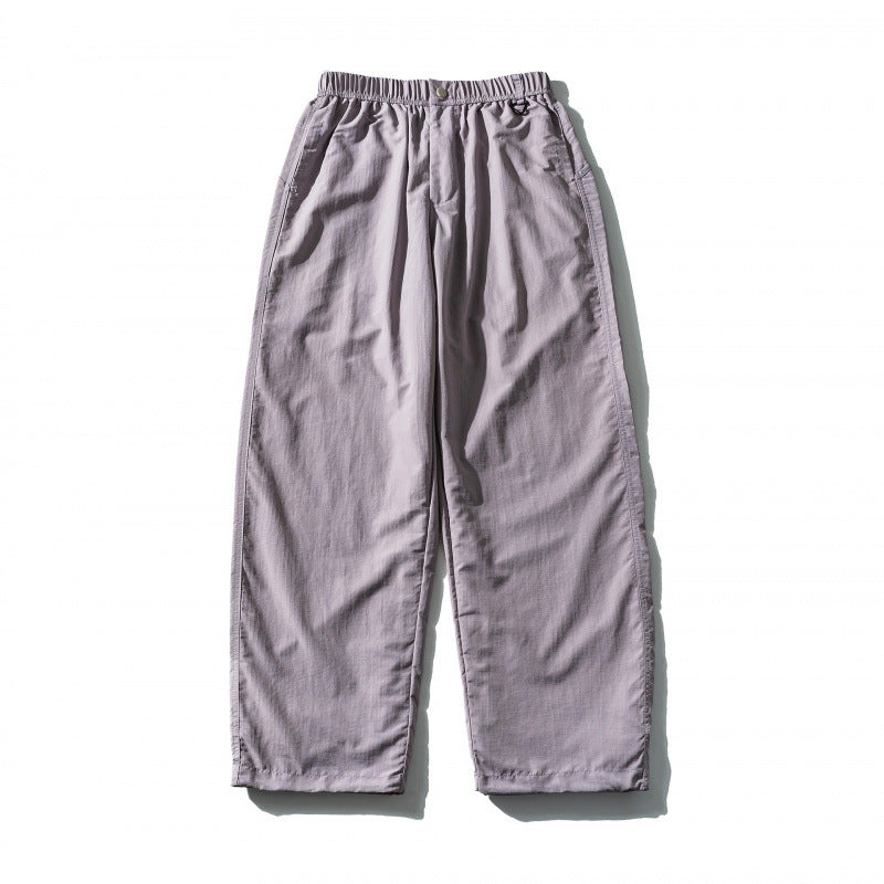 Unisex Weite Crinkle-Hose mit elastischem Tunnelzugbund, tiefem Schritt und Seitentaschen Drune
