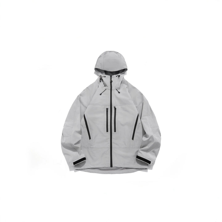 Unisex Technische Kapuzen-Outdoorjacke mit getapten Reißverschlüssen Drune