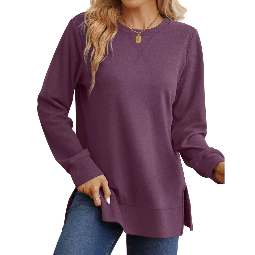 Damen Bequemer Langarm-Sweater mit Seitenschlitzen Drune
