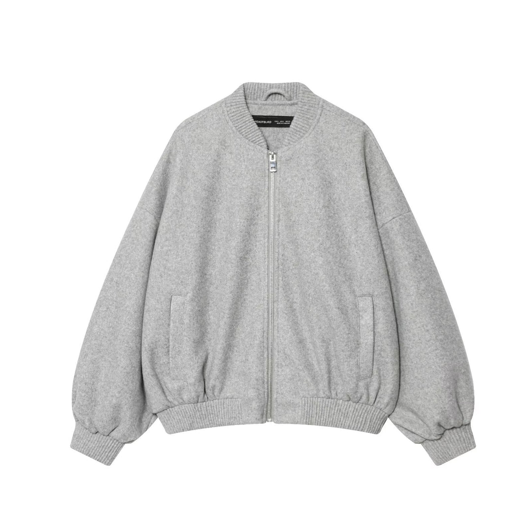 Damen 60+ oversized Wolloptik Bomberjacke mit Reißverschluss und Rippbündchen Drune