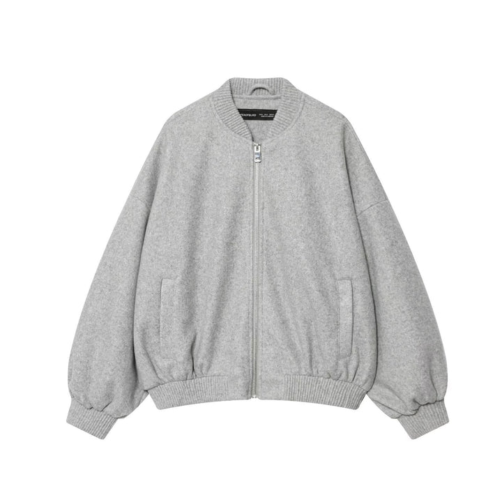 Damen 60+ oversized Wolloptik Bomberjacke mit Reißverschluss und Rippbündchen Drune