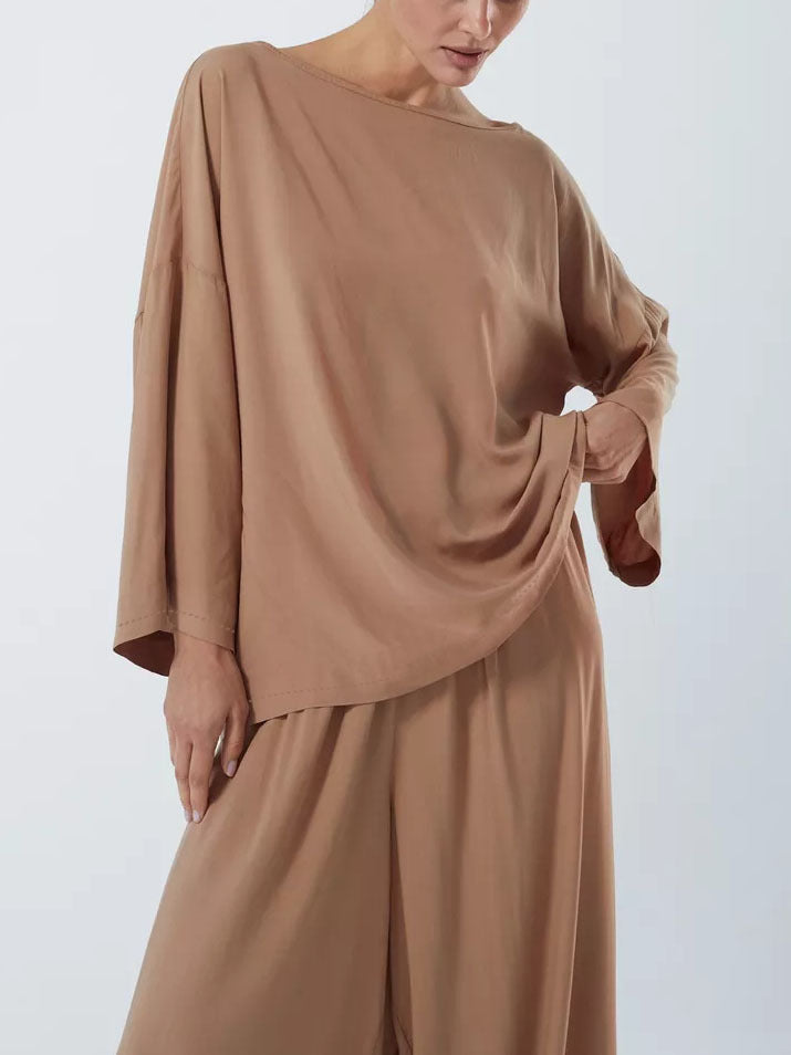 Damen Elegantes Lounge-Set mit weit geschnittenem Oberteil und Palazzo-Hosen Drune