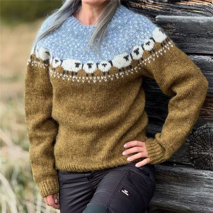Damen nan Norwegerpullover aus Wollmix mit Rundhalsausschnitt und traditionellem Fair-Isle-Yoke Drune