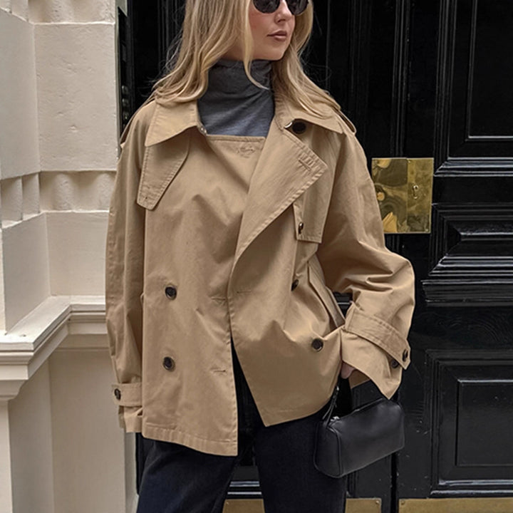 Damen Übergröße Trenchcoatjacke mit doppelter Knopfleiste und lässigem Schnitt Drune