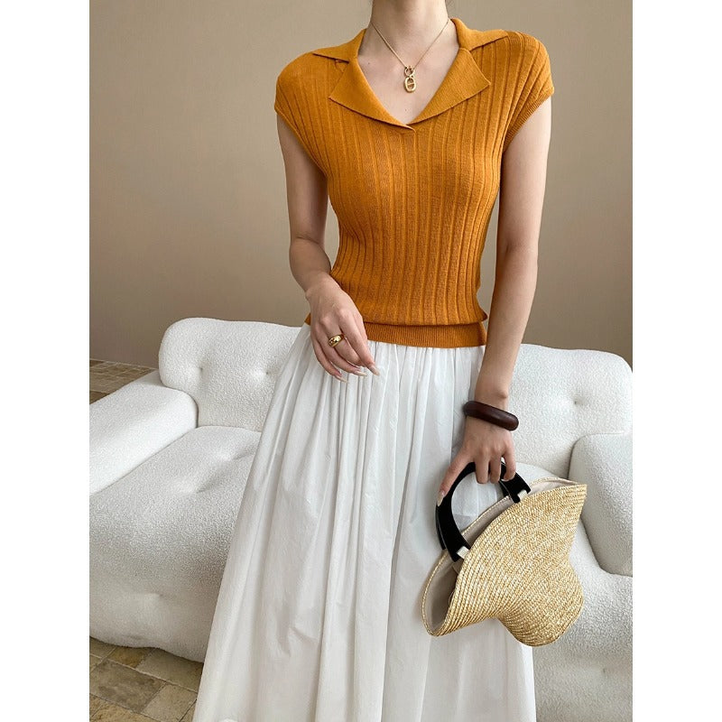 Damen Figurbetontes Strickoberteil mit elegantem V-Ausschnitt Drune