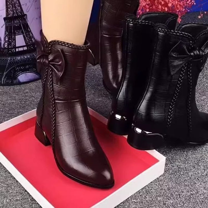 Damen Elegante Stiefeletten mit Riemchen und modischem Schleifen-Detail Drune