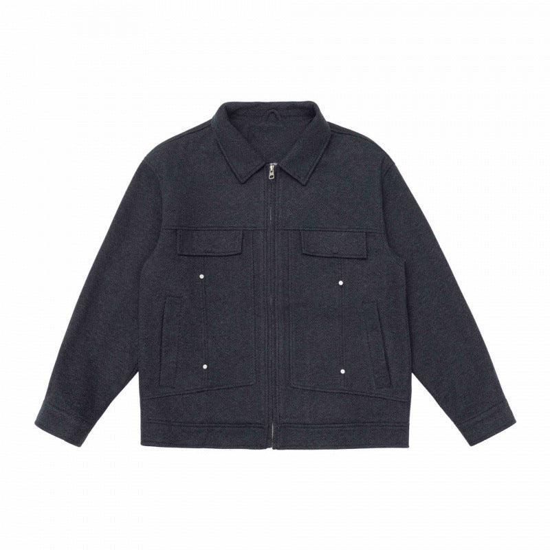 Herren Boxy-Hemdjacke mit Reißverschluss, Brustklappen und aufgesetzten Taschen Drune