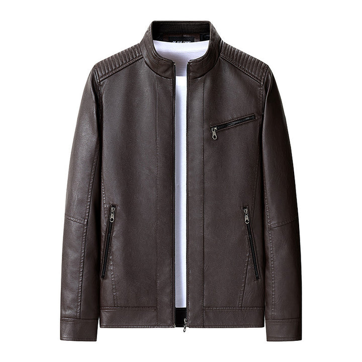Herren modische Lederjacke mit Steppdetails Drune