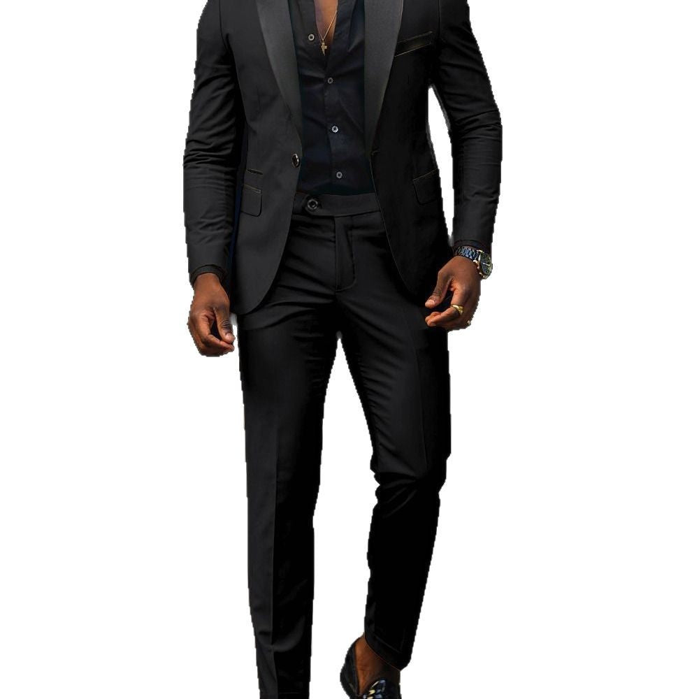 Herren Eleganter Slim-Fit Smokinganzug mit Schalkragen und taillierter Silhouette Drune