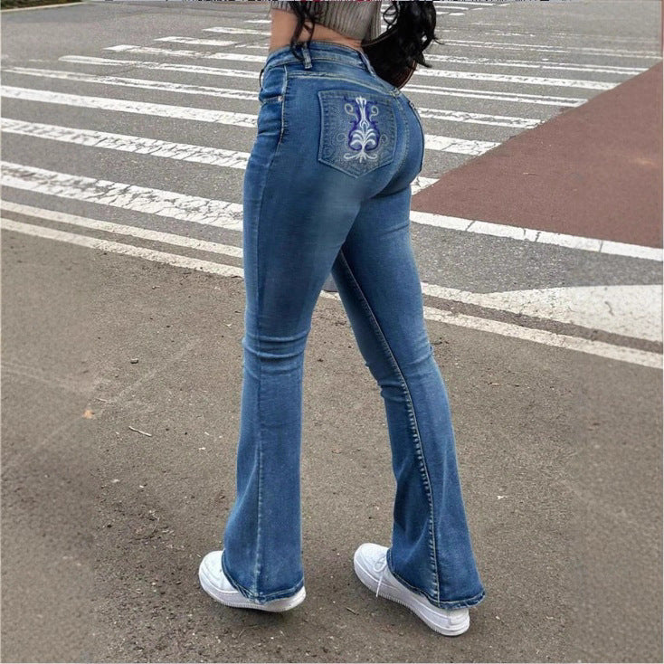 Damen Hochtaillierte Bootcut-Jeans mit formendem Bund und leichtem Schlag Drune