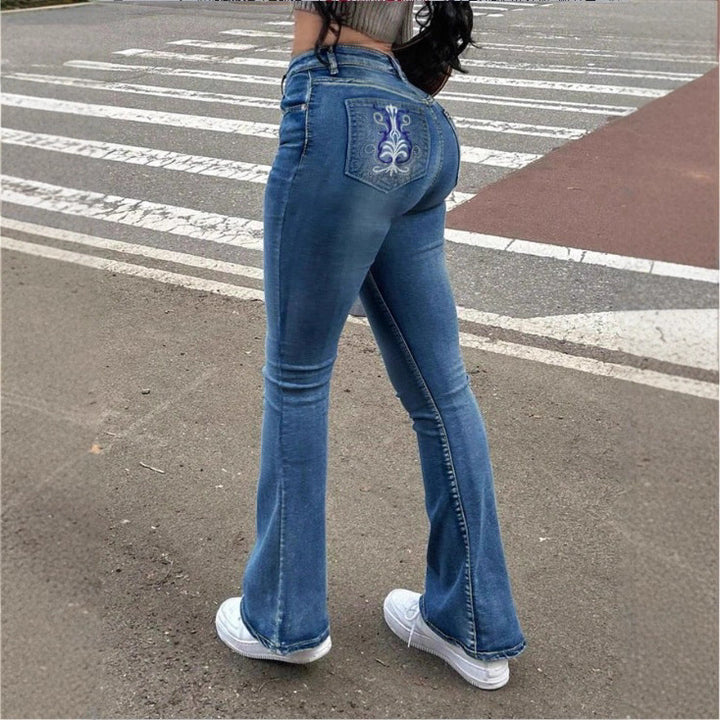 Damen Hochtaillierte Bootcut-Jeans mit formendem Bund und leichtem Schlag Drune