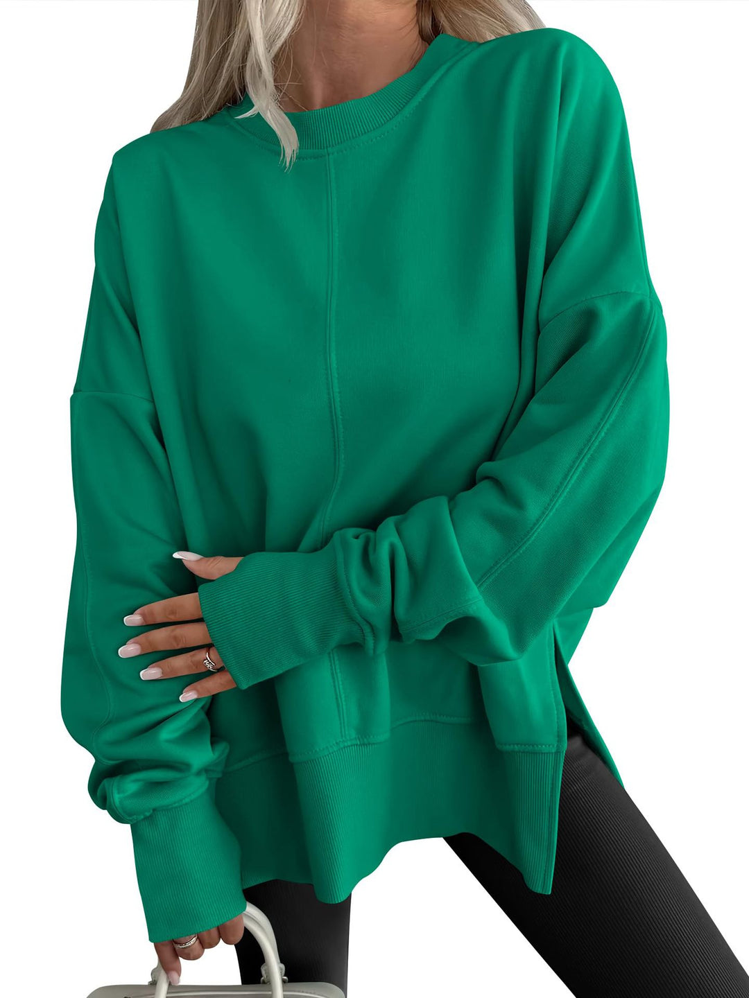 Damen Oversize-Sweatshirt mit Mittelnähte, Rundhals und überschnittener Schulter Drune